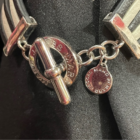 Marc by Marc Jacobs Black and Cream Leather Bracelet - Picture 4 of 9